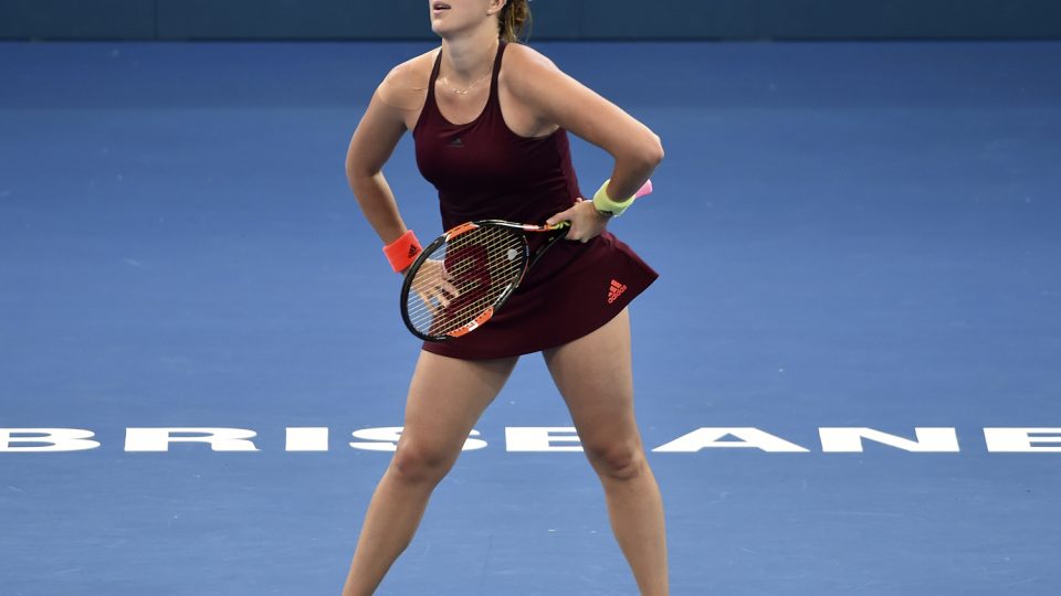 Anastasia Pavlyuchenkova of Russia reacts after a point against Angelique Kerber of Germany. Picture: GETTY IMAGES