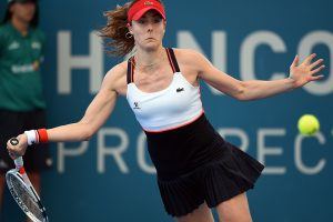 Alize Cornet hits a forehand in her win over Elena Vesnina in Brisbane - PHOTO: Getty Images