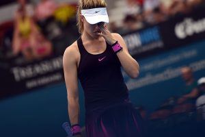 Eugenie Bouchard in a frustrated mood during her first round loss in Brisbane - PHOTO: Getty Images