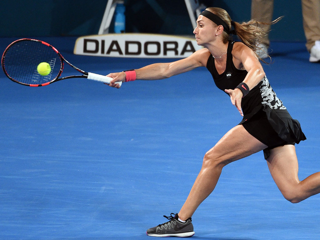 Aleksandra Krunic hits a forehand in her loss to Ash Barty - PHOTO: Getty Images