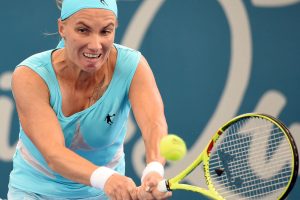 Svetlana Kuznetsova plays a backhand in her win over Destine Aiava in Brisbane - PHOTO: Getty Images