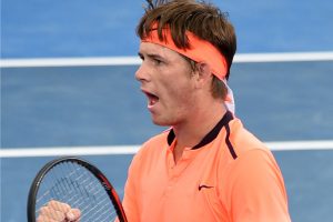 Jared Donaldson celebrates a point during his tight loss to Kei Nishikori in Brisbane - PHOTO: Getty Images