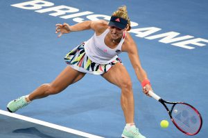 Angelique Kerber stretches in her victory over Ash Barty at the Brisbane International - PHOTO: Getty Images