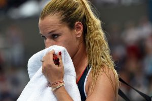 Dominika Cibulkova walks off the court after her loss to Alize Cornet at the Brisbane International - PHOTO: Getty Images