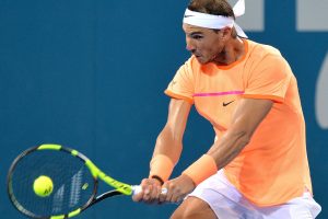 Rafael Nadal hits a backhand in his loss to Milos Raonic at the Brisbane International - PHOTO: Getty Images