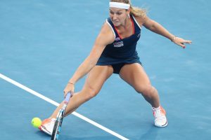 Dominika Cibulkova stretches in her loss to Alize Cornet - PHOTO: Getty Images