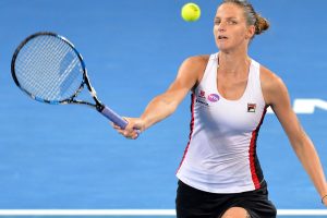 Karolina Pliskova volleys in her win over Elina Svitolina at the Brisbane International - PHOTO: Getty Images