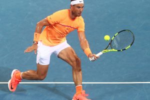 Rafael Nadal volleys in his win over Mischa Zverev - PHOTO: Getty Images