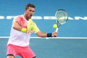 Mischa Zverev volleys in his loss to Rafael Nadal - PHOTO: Getty Images