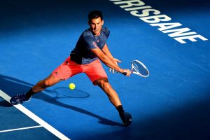 Dominic Thiem stretches in his loss to Grigor Dimitrov in Brisbane - PHOTO: Getty Images