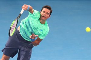 Milos Raonic unleashes one of his trademark serves at the brisbane International - PHOTO: Getty Images