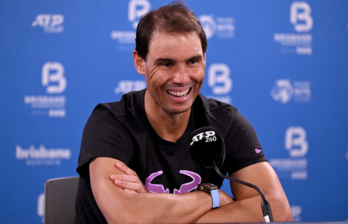 Rafael Nadal during his press conference at the Brisbane International. Picture: Getty Images