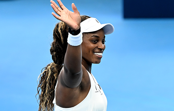 Sloane Stephens celebrates her first-round win at Brisbane International 2024. Picture: Getty Images
