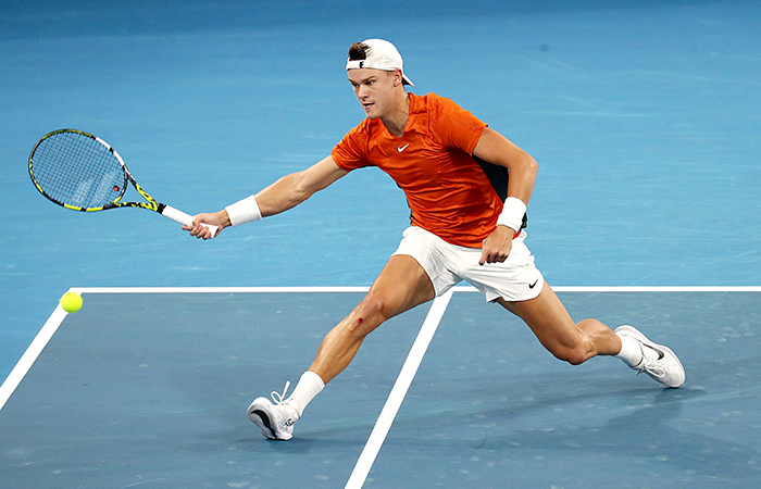 Holger Rune in action at Brisbane International 2024. Picture: Tennis Australia