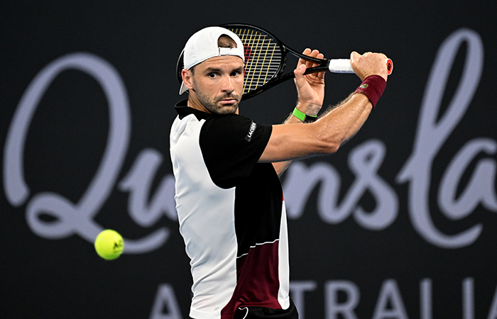 Grigor Dimitrov in action at Brisbane International 2024. Picture: Tennis Australia