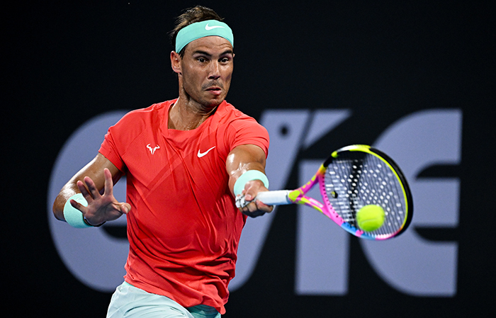 Rafael Nadal during his second-round match at Brisbane International 2024. Picture: Tennis Australia