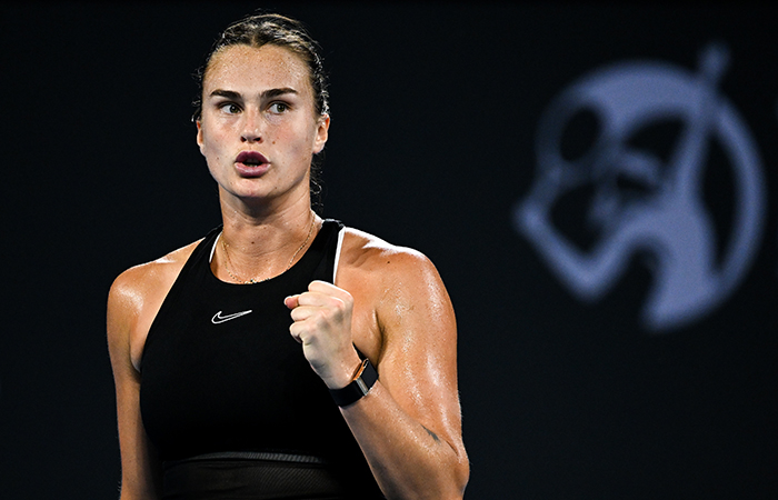 Aryna Sabalenka during her third-round singles match at Brisbane International 2024. Picture: Tennis Australia