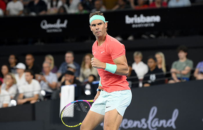 Rafael Nadal at the Brisbane International. Picture: Getty Images