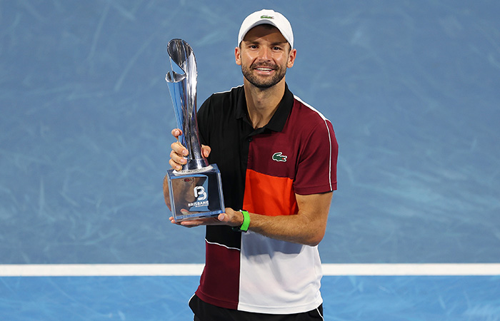 Grigor Dimitrov celebrates his victory at Brisbane International 2024. Picture: Getty Images