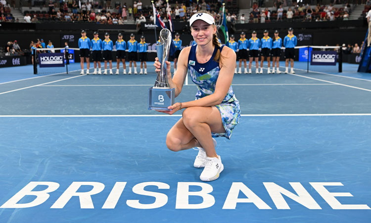 Elena Rybakina celebrates a sixth career title at Brisbane International 2024.